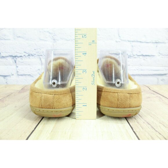 LL Bean Brown Suede Wicked Good Shearling Lined Moccasin Slipper Scuffs 9 M - Picture 6 of 9